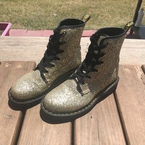 Gold glitter doc marten boots